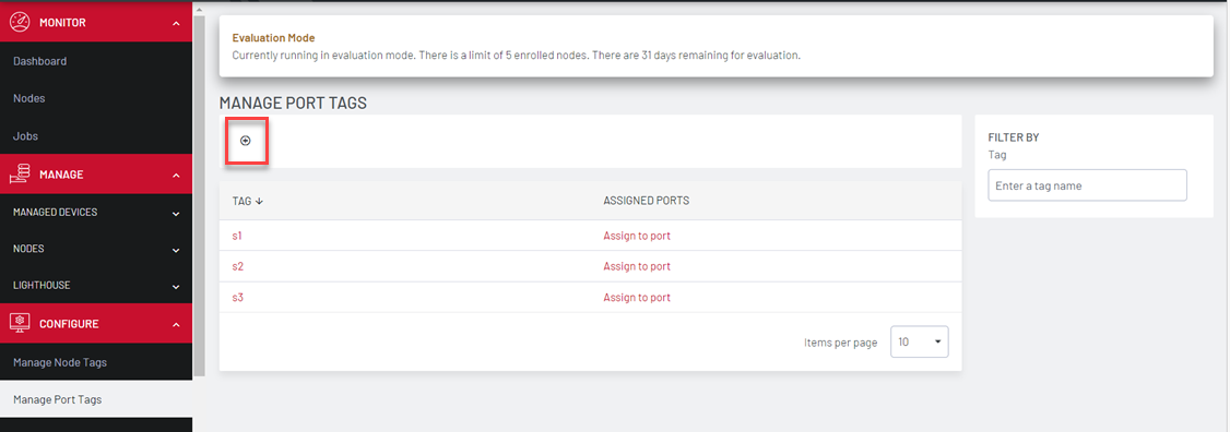 Image of Lighthouse UI showing how to create port tags
